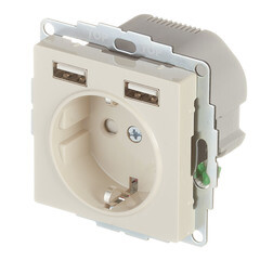 Розетка Systeme Electric AtlasDesign встраиваемая бежевая 2хUSB-А (ATN000230) - фото 2