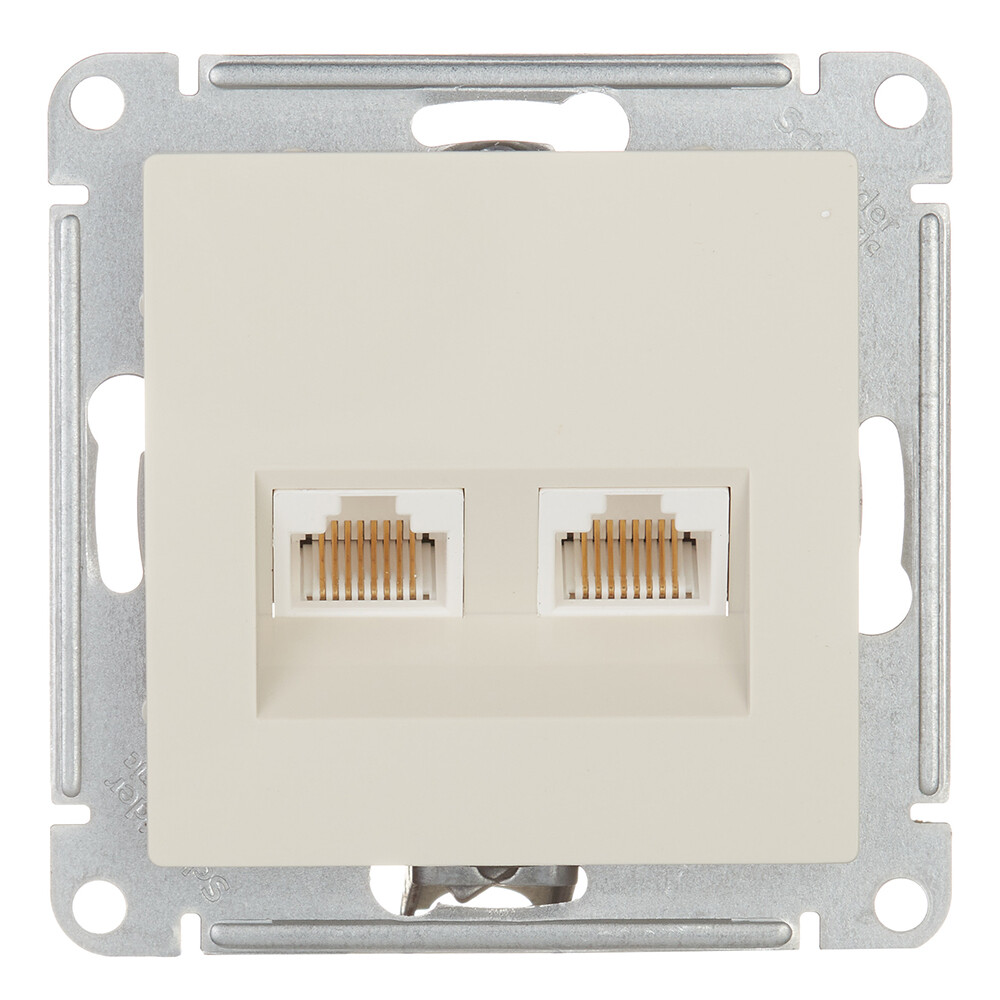 Изображение товара Встраиваемая компьютерная розетка Systeme Electric AtlasDesign 2хRJ45 бежевый