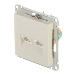 Розетка компьютерная Systeme Electric AtlasDesign встраиваемая бежевая 2хRJ45 (ATN000285) - фото 4