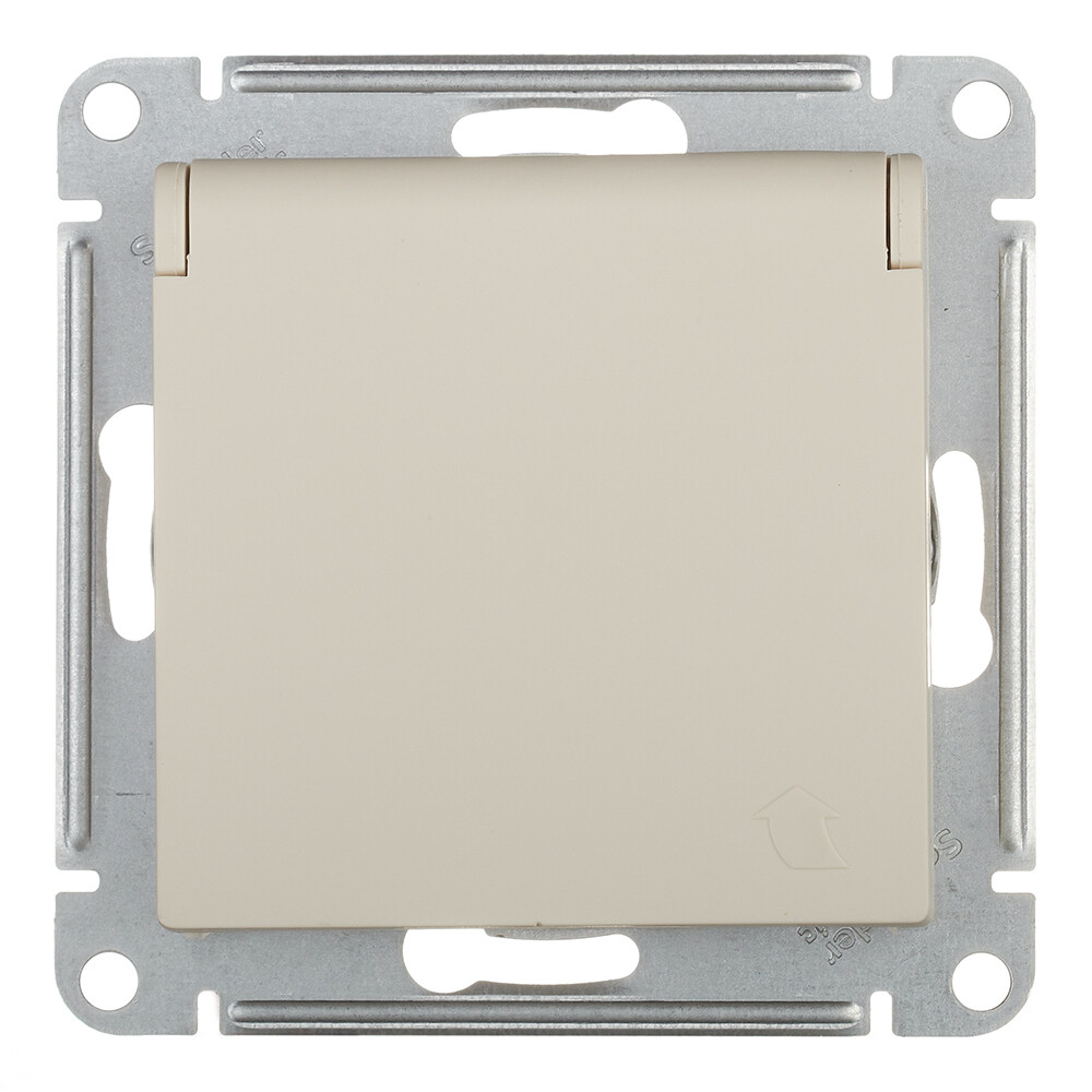 Изображение товара Встраиваемая розетка Systeme Electric AtlasDesign с защитой IP20 и крышкой бежевый