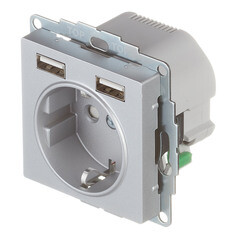Розетка Systeme Electric AtlasDesign встраиваемая алюминий 2хUSB-А (ATN000330) - фото 5