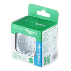 Розетка Systeme Electric AtlasDesign встраиваемая алюминий 2хUSB-А (ATN000330) - фото 2