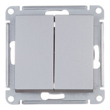 Переключатель Systeme Electric AtlasDesign двухклавишный встраиваемый алюминий (ATN000365)