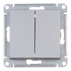 Переключатель Systeme Electric AtlasDesign двухклавишный встраиваемый алюминий (ATN000365) - фото 1