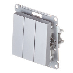 Выключатель Systeme Electric AtlasDesign трехклавишный встраиваемый алюминий (ATN000331) - фото 2