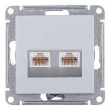 Розетка компьютерная Systeme Electric AtlasDesign встраиваемая алюминий 2хRJ45 (ATN000385)