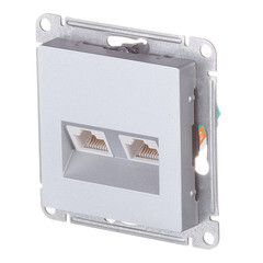 Розетка компьютерная Systeme Electric AtlasDesign встраиваемая алюминий 2хRJ45 (ATN000385) - фото 2