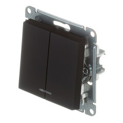 Выключатель Systeme Electric AtlasDesign двухклавишный встраиваемый карбон с подсветкой (ATN001053) - фото 5