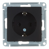 Розетка Systeme Electric AtlasDesign встраиваемая карбон с заземлением со шторками (ATN001045)