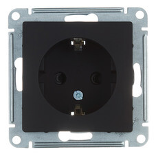 Розетка Systeme Electric AtlasDesign встраиваемая карбон со шторками (ATN001045)