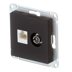 Розетка телевизионная/ компьютерная Systeme Electric AtlasDesign встраиваемая карбон TV/ RJ45 (ATN001089) - фото 4