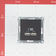 Розетка USB Systeme Electric AtlasDesign встраиваемая карбон 2хUSB-А (ATN001033) - фото 3