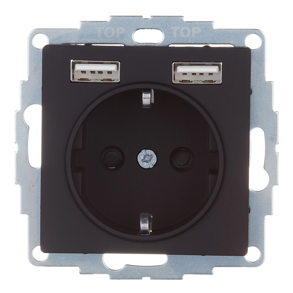 Изображение товара Встраиваемая электрическая розетка Systeme Electric AtlasDesign с USB для сухих помещений