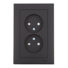Розетка Systeme Electric AtlasDesign встраиваемая карбон со шторками (ATN001022)