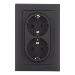 Изображение товара Розетка Systeme Electric AtlasDesign встраиваемая карбон со шторками (ATN001026)