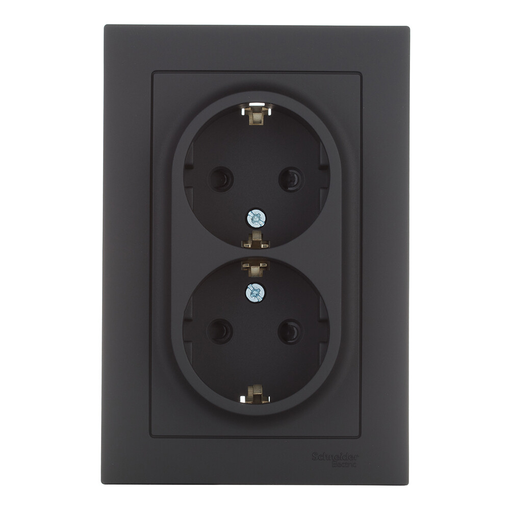 Изображение товара Розетка Systeme Electric AtlasDesign встраиваемая карбон со шторками
