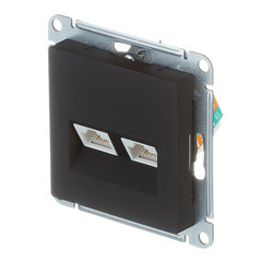 Розетка компьютерная Systeme Electric AtlasDesign встраиваемая карбон 2хRJ45 (ATN001085) - фото 4