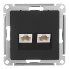Изображение товара Розетка компьютерная Systeme Electric AtlasDesign встраиваемая карбон 2хRJ45 (ATN001085)