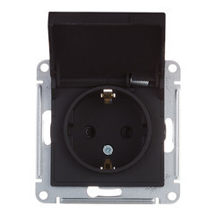 Розетка Systeme Electric AtlasDesign встраиваемая карбон со шторками с крышкой (ATN001046) - фото 4