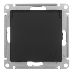 Розетка Systeme Electric AtlasDesign встраиваемая карбон со шторками с крышкой (ATN001046) - фото 1