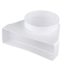 Соединитель угловой пластиковый для плоских воздуховодов 60х204 мм 90° с круглыми d125 мм прямое соединение - фото 1