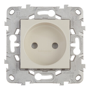 Розетка Schneider Electric Unica NEW встраиваемая бежевая со шторками (NU503344)