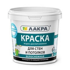 Краска водно-дисперсионная для стен и потолка Лакра белоснежная 1,3 кг