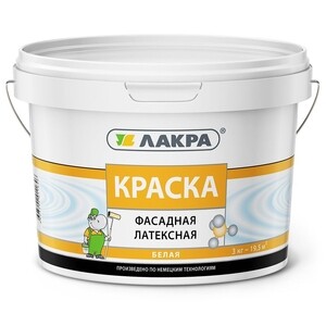 Краска латексная Лакра фасадная белая 3 кг — купить в Санкт-Петербурге ...