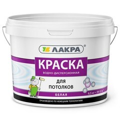 Краска водно-дисперсионная для потолка Lakra белая 6,5 кг