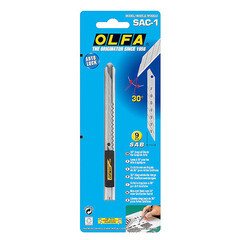 Нож строительный Olfa 9 мм с ломающимся лезвием стальной корпус для графических работ - фото 2