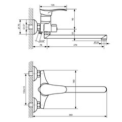 Смеситель для ванны Lavelly Fluent хром однорычажный с длинным изливом без лейки (672202) - фото 4