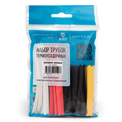 Трубка термоусадочная КВТ Колорит Мульти ТНТ нг 4/2-8/4 мм 100 мм 6 цветов (30 шт.)