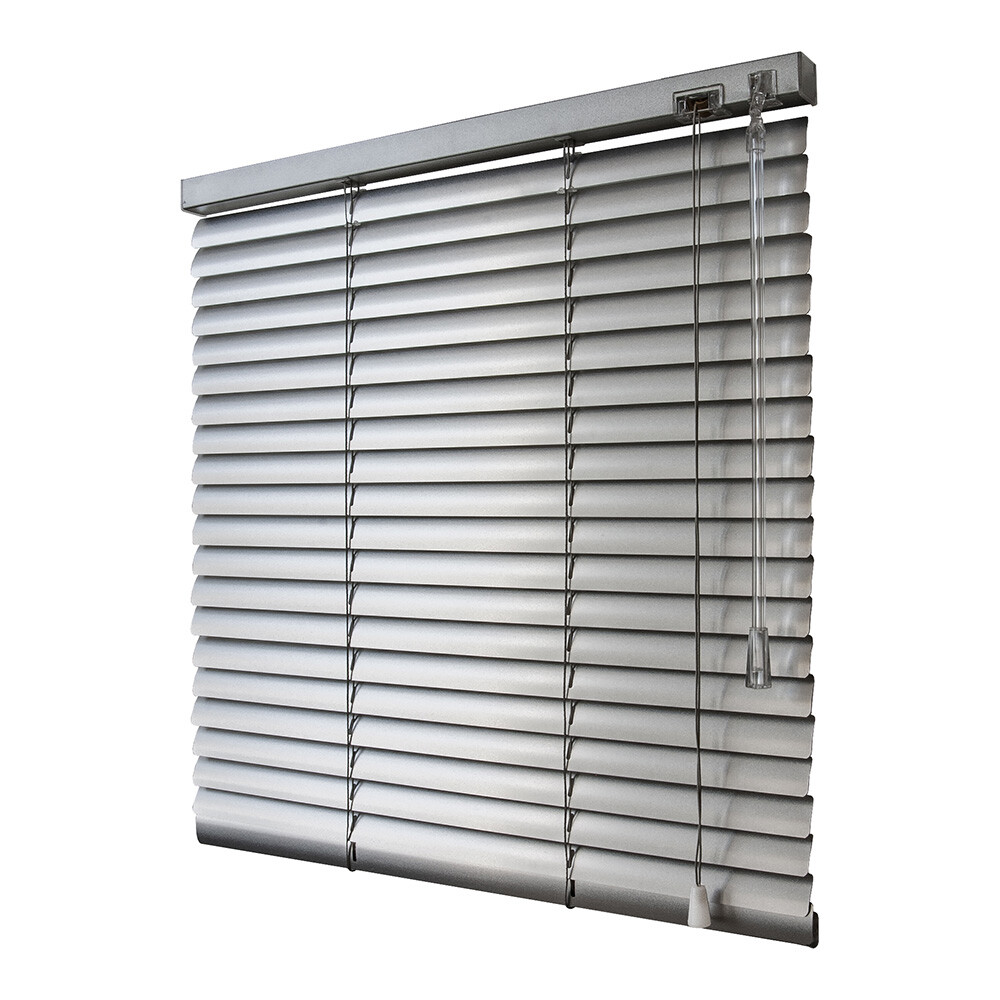 Изображение товара Горизонтальные алюминиевые жалюзи Уют Стандарт серебро 120х160 см