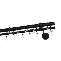 Карниз настенный металлический двухрядный круглый 240 см d20 мм черный - фото 1