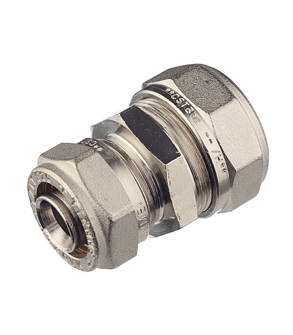 Изображение товара Соединитель прямой 26 обж(ц) х 20 обж(ц) латунь Италия