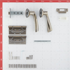 Комплект фурнитуры для двери Corsa Deco Willow с защелкой и петлями круглая розетка античная бронза - фото 2