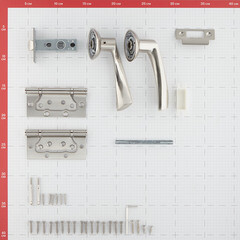 Комплект фурнитуры для двери Corsa Deco Willow с защелкой и петлями круглая розетка матовый никель - фото 2