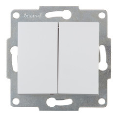 Выключатель Lezard Karina двухклавишный встраиваемый белый (707-0288-101) - фото 1