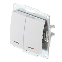 Выключатель Lezard Karina двухклавишный встраиваемый белый с подсветкой (707-0288-112) - фото 4