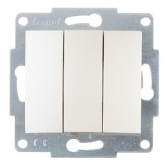 Выключатель Lezard Karina трехклавишный встраиваемый жемчужно-белый (707-3088-109) - фото 1