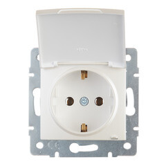 Розетка Lezard Karina встраиваемая жемчужно-белая с крышкой (707-3088-123B) - фото 5