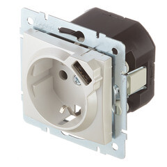 Розетка Lezard Karina встраиваемая жемчужно-белая с USB-A (707-3088-181) - фото 2