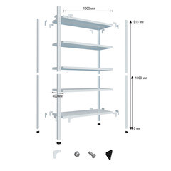 Стеллаж металлический 1915x1000x400 мм 4 полки - фото 2