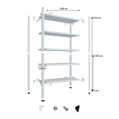 Стеллаж металлический 1915x1000x500 мм 4 полки - фото 2