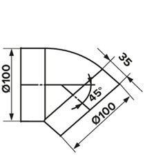 Колено для круглых воздуховодов ERA пластиковое d100 мм 45° - фото 3