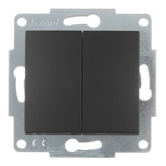 Выключатель Lezard Karina двухклавишный встраиваемый черный бархат (707-4288-101) - фото 1