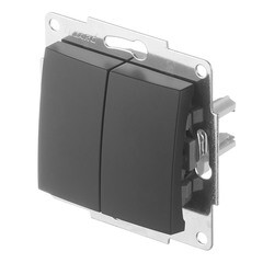 Выключатель Lezard Karina двухклавишный встраиваемый черный бархат (707-4288-101) - фото 2