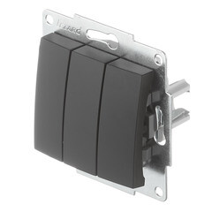 Выключатель Lezard Karina трехклавишный встраиваемый черный бархат (707-4288-109) - фото 4