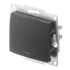 Выключатель Lezard Karina одноклавишный встраиваемый черный бархат с подсветкой (707-4288-111) - фото 4