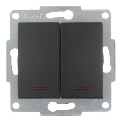 Изображение товара Выключатель Lezard Karina двухклавишный встраиваемый черный бархат с подсветкой (707-4288-112)
